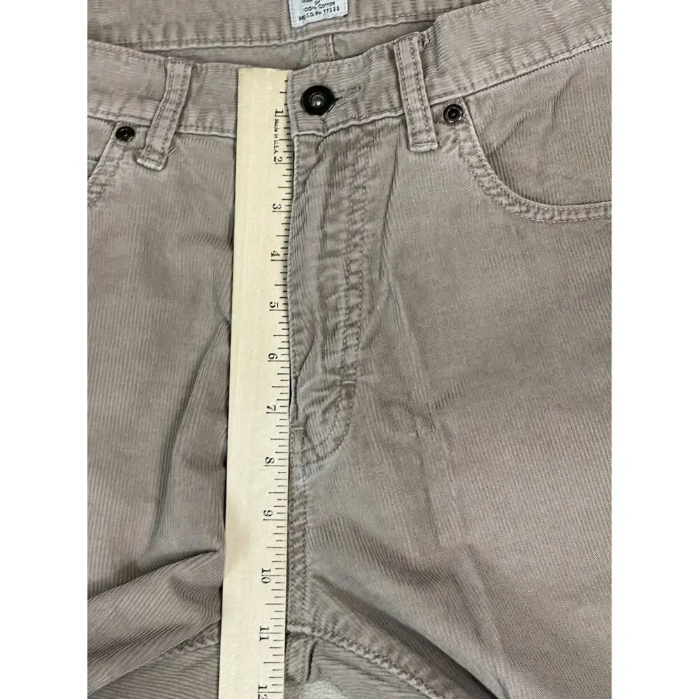 J. Crew Pants‎ Jeans 33x30 Brown Corduroy Straight Leg Regular Fit Mid Rise